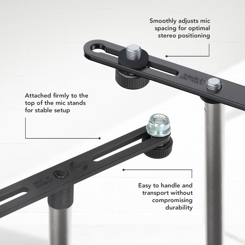 KM K&M كونيغ & ماير 23550.500.55 حامل ميكروفون | ضبط موضع قابل للتعديل لميكروفونين أو ذراعين | موصل قاعدة خيط 5/8 بوصة | خيار احترافي صنع في ألمانيا أسود - Image 4